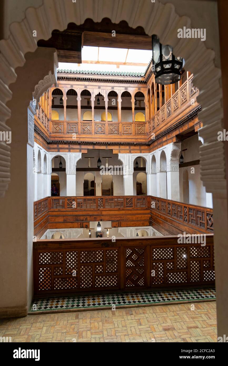 architecture, Fes, Fes el Bali Medina, morocco,fes, Nejjarine Museum of Wooden Arts and Crafts, North Africa Stock Photo