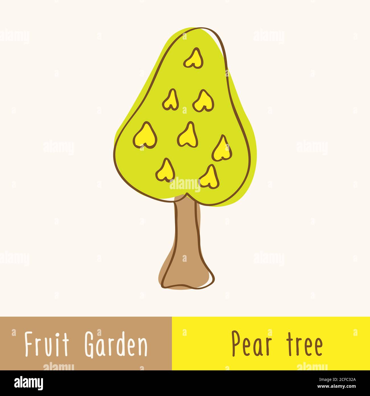Garden fruit trees - single tree - hand-drawn doodles. Vector illustration. Stock Vector
