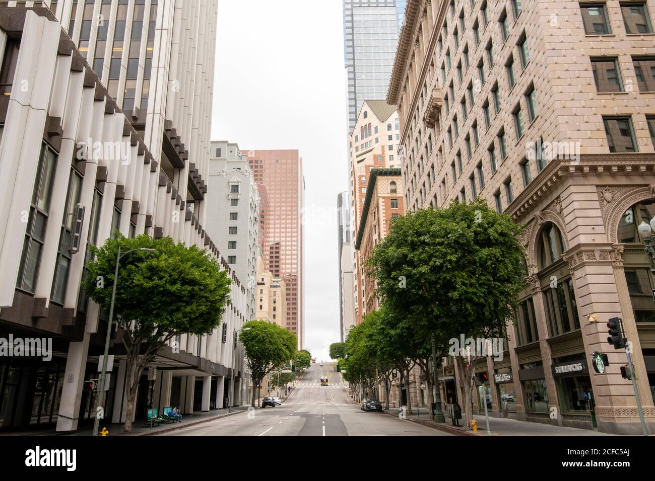 2020:City of Los Angeles streets are vacant of cars and people due to stay at home requests by state and city governments due to Coronavirus COVID-19 Stock Photo
