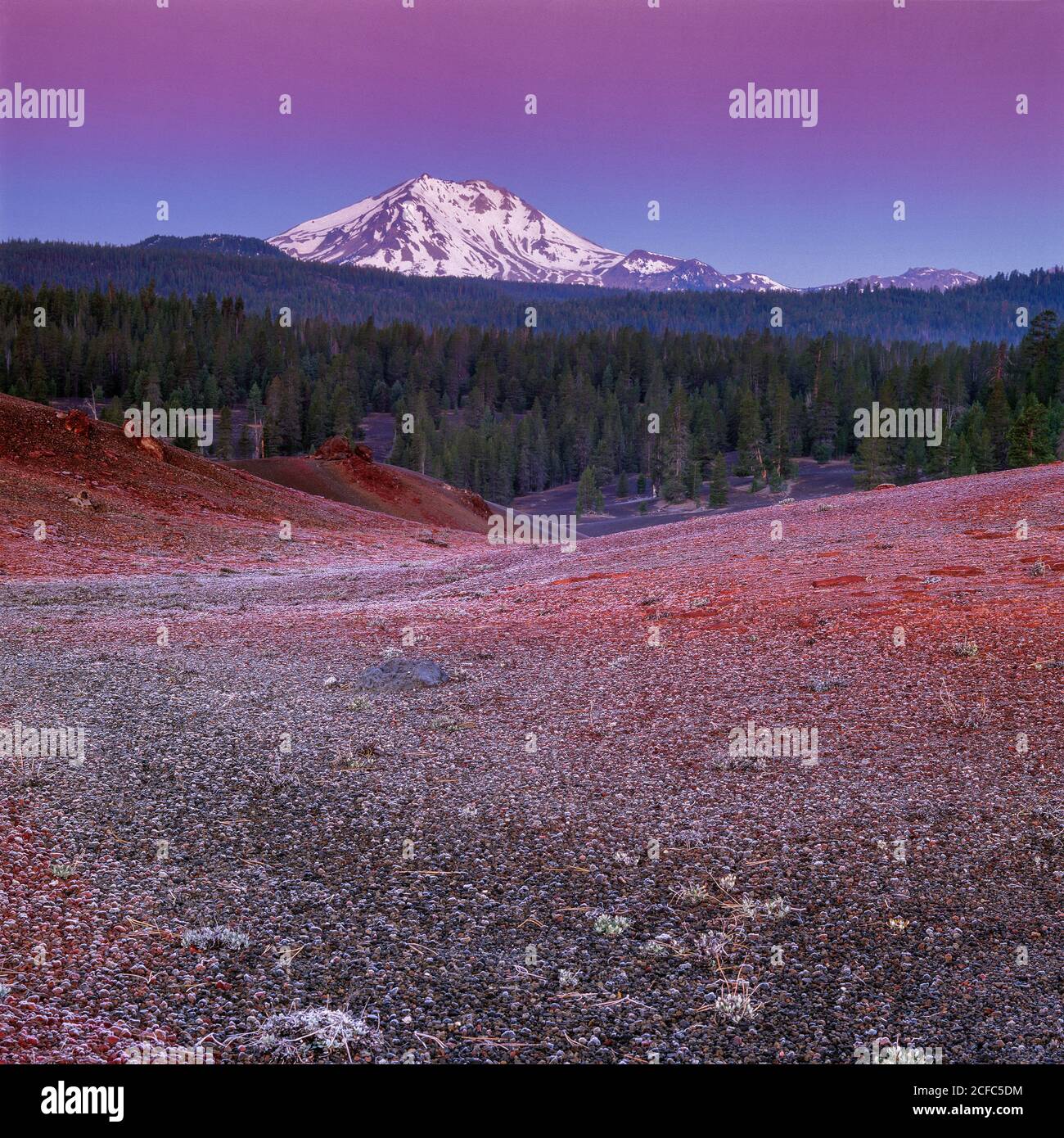 Dawn, Painted Desert, Lassen Peak, Lassen Volcanic National Park, California Stock Photo
