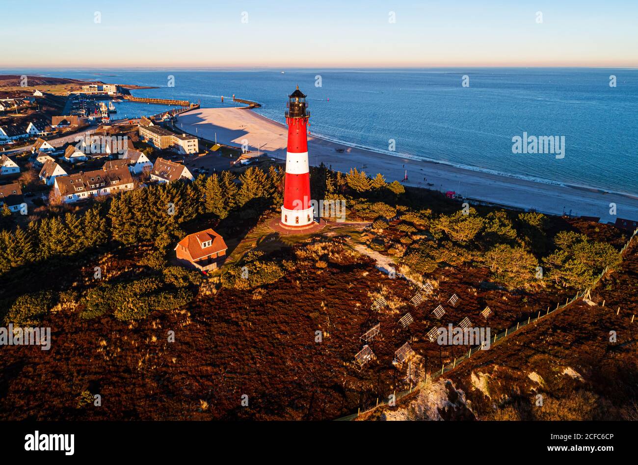 Aerial view (approved drone photograph) of Hörnum, Sylt Island with the ...