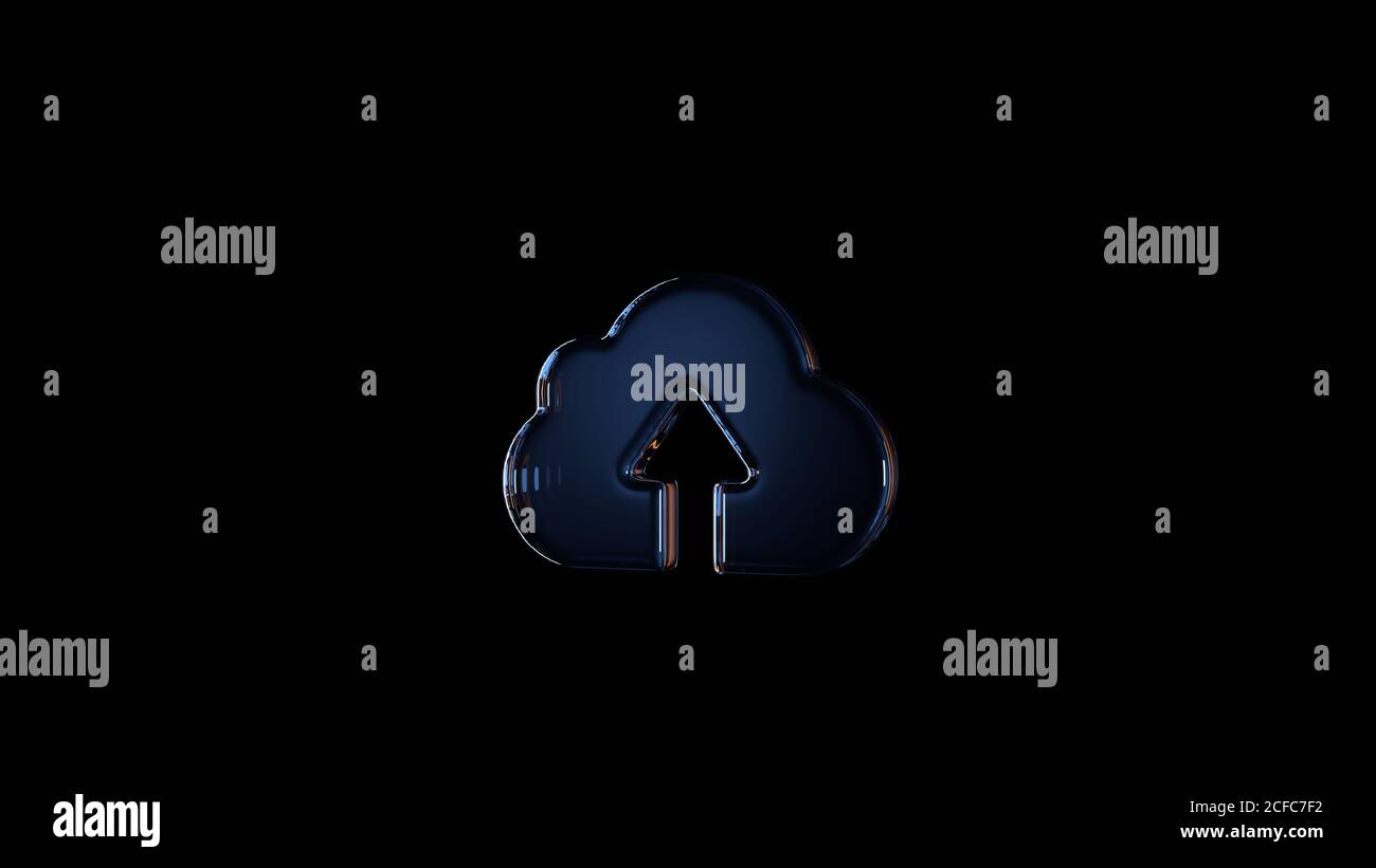 3d rendering glass symbol of upload to cloud with up arrow isolated on ...