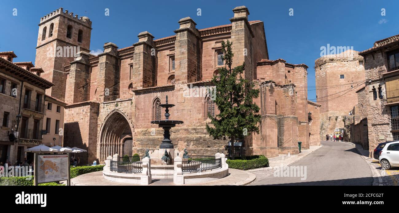 Santa Maria Church, Collegiate 14th-15th century, Gothic National Monument, Mora de Rubielos, Gudar Javalambre, Teruel, Spain Stock Photo