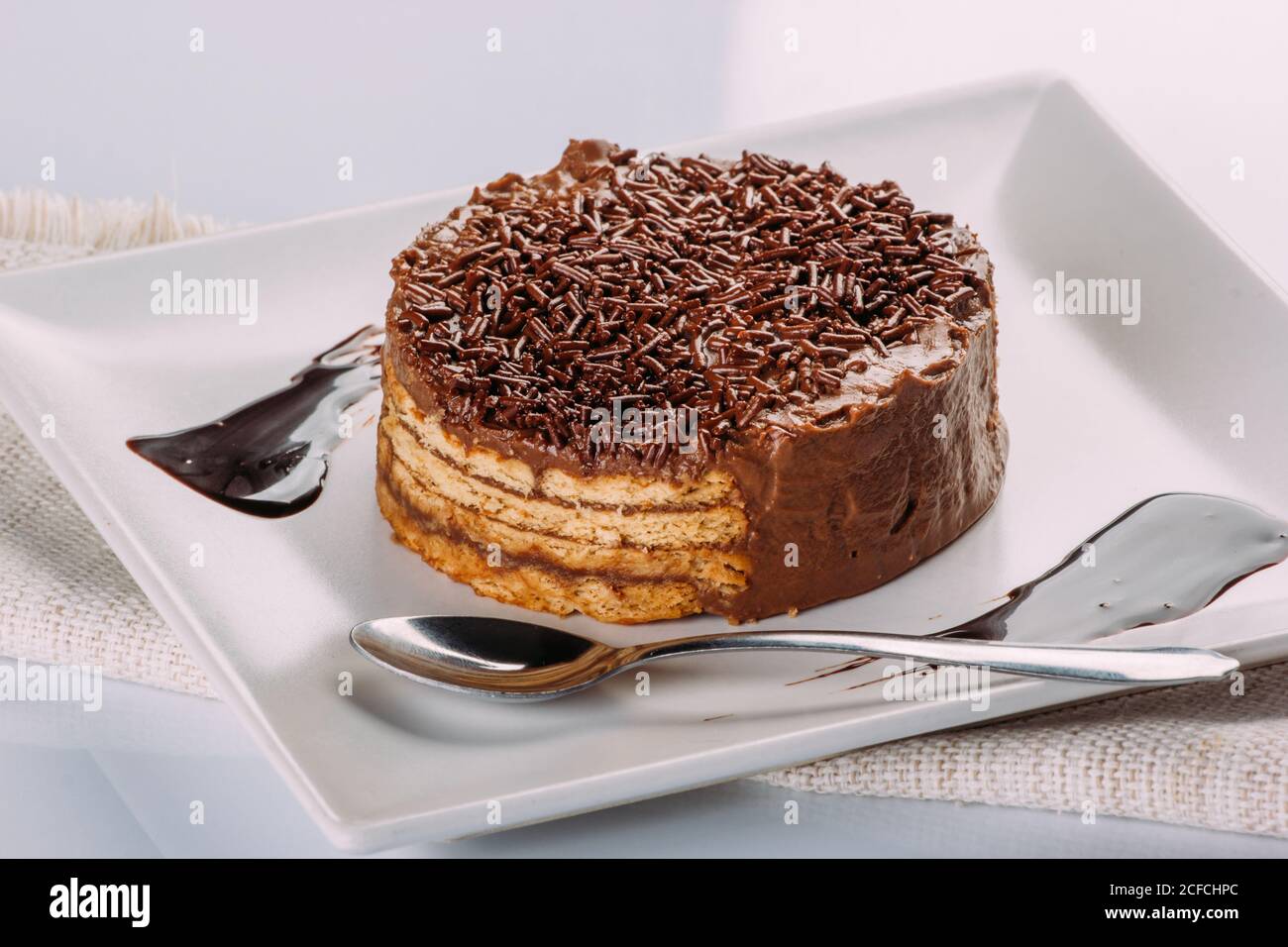 Appetizing chocolate cake ready to eat Stock Photo