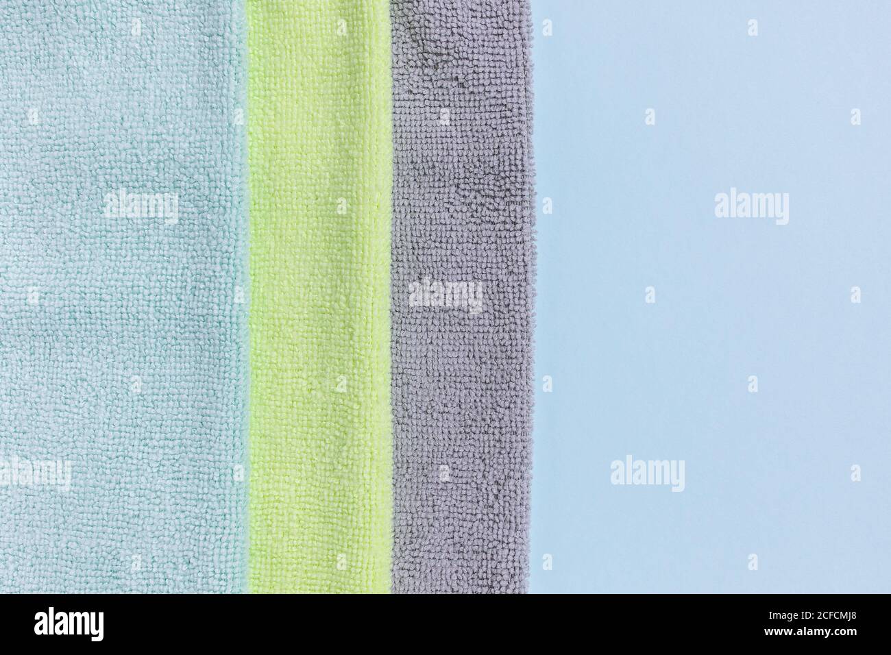 Three new microfiber cloth for cleaning and dusting Stock Photo