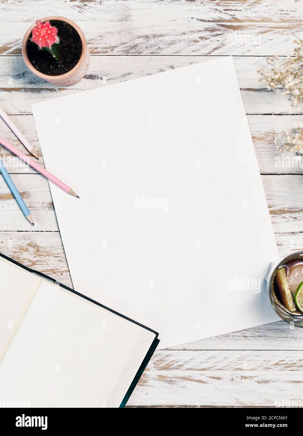 Blank sheet on the table Stock Photo
