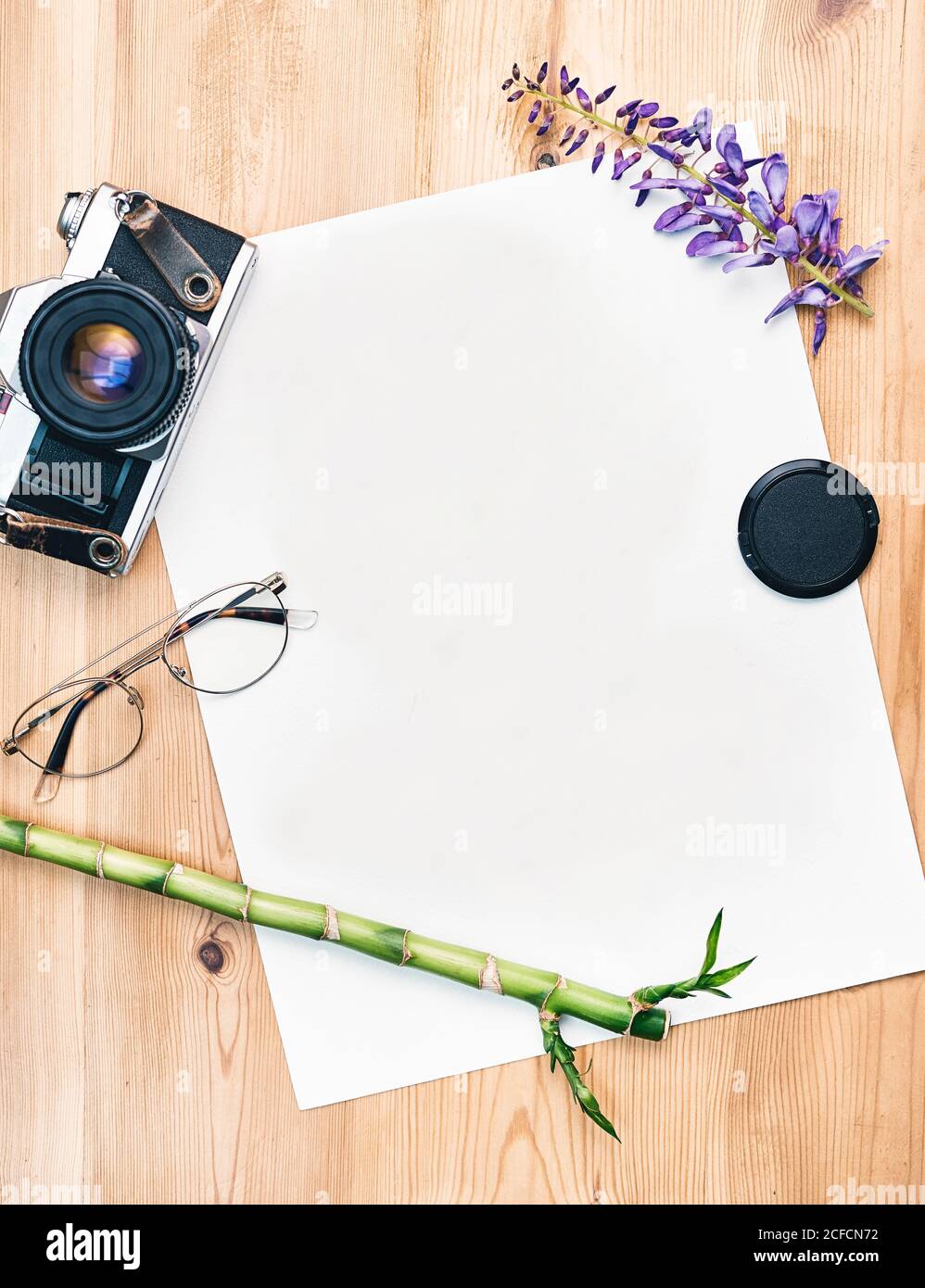 Blank sheet on the table Stock Photo