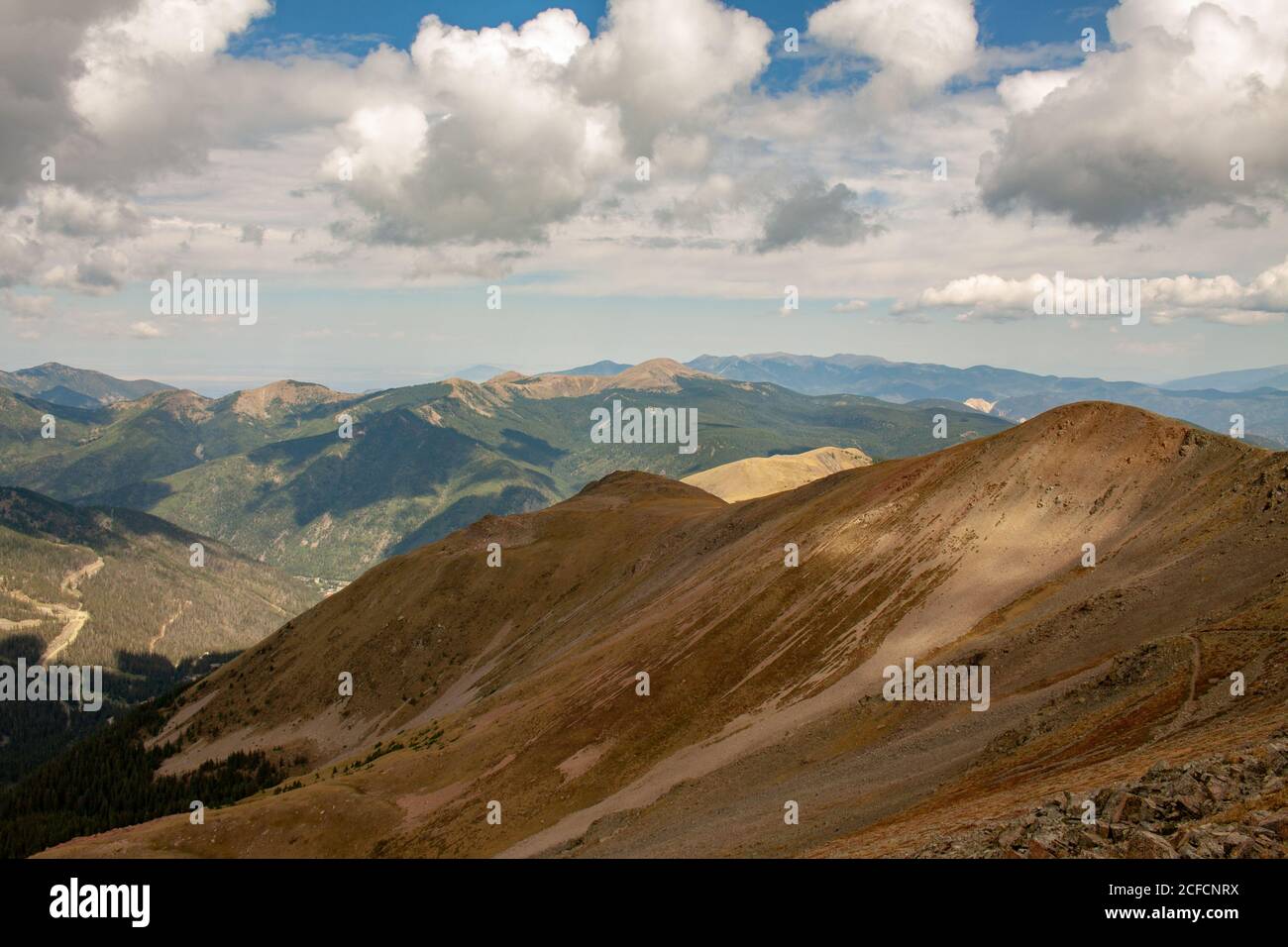 The Sangre de Cristo mountain range as seen from Wheeler Peak in Taos, New Mexico, USA Stock Photo