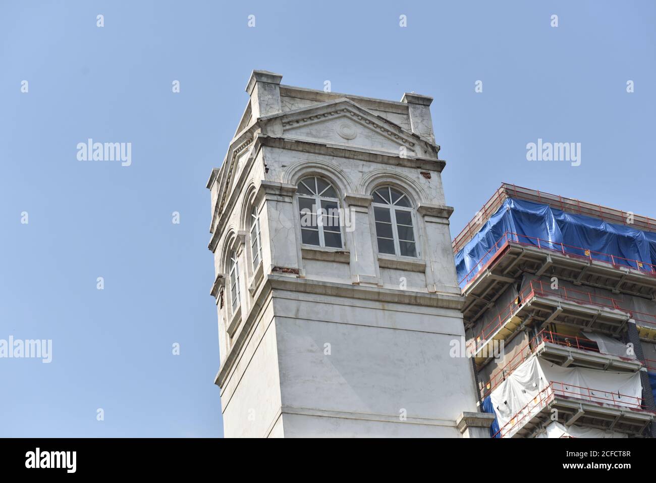 Historic tower of an old Russian office building built late 1800s. This image was taken on public property has no identifying marks and is location ne Stock Photo