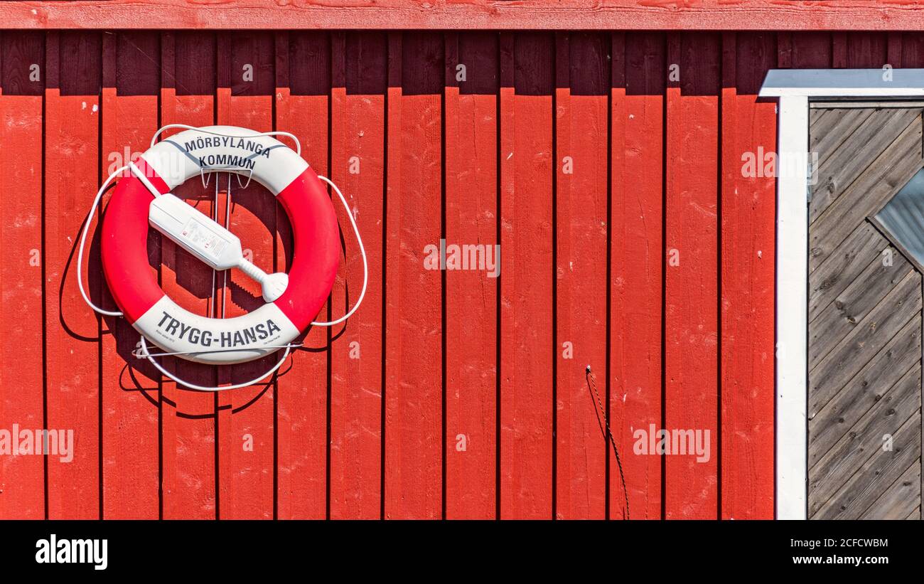 Red house wall, filling the picture Stock Photo