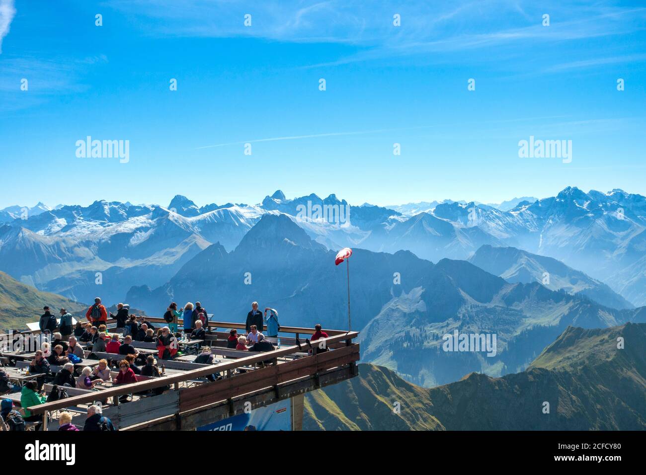 Lookout Platform at Nebelhorn Summit, Allgau Alps Stock Photo