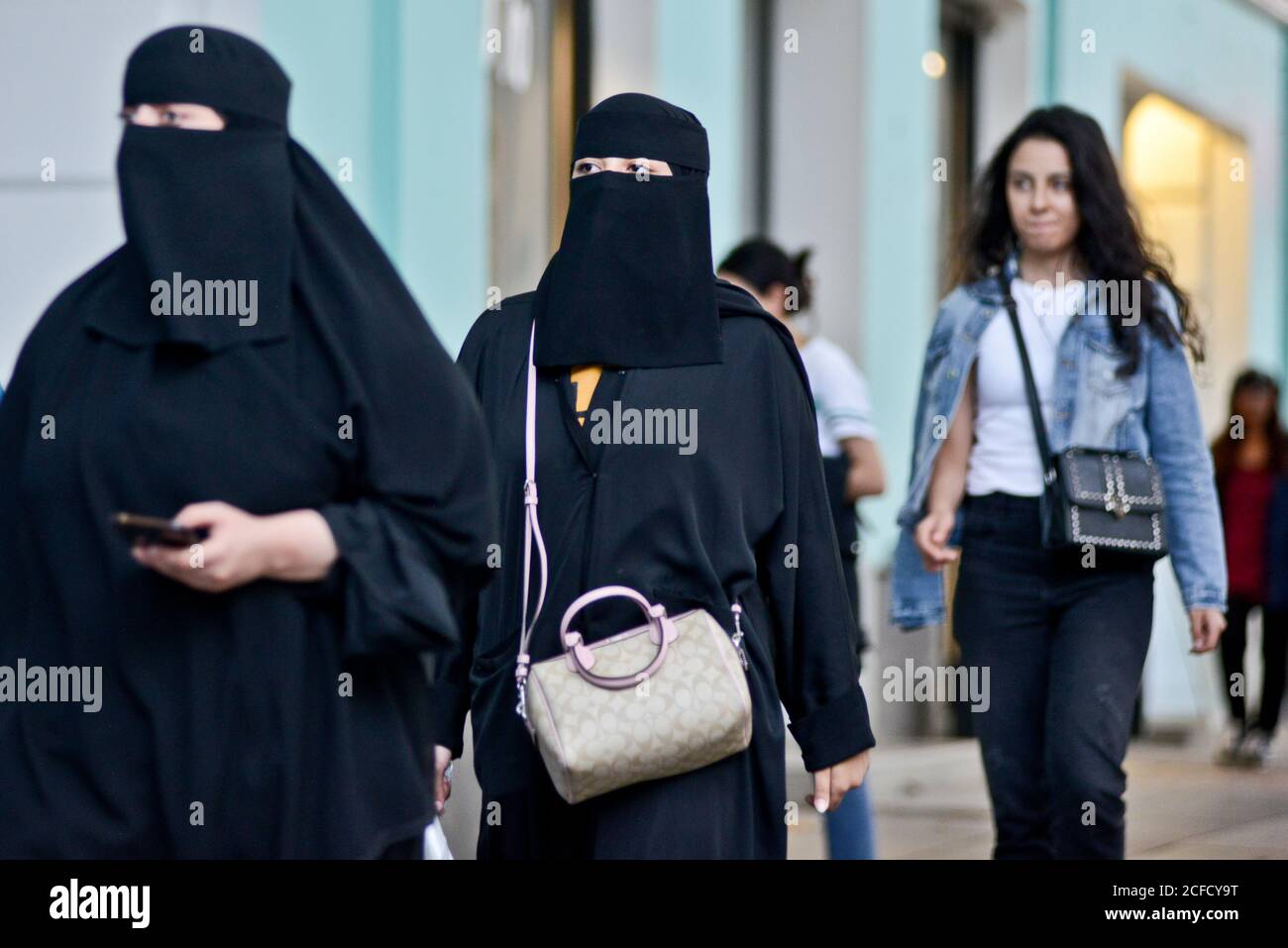 Shia islamic women in Shota Rustaveli Avenue, Tbilisi, Georgia Stock Photo