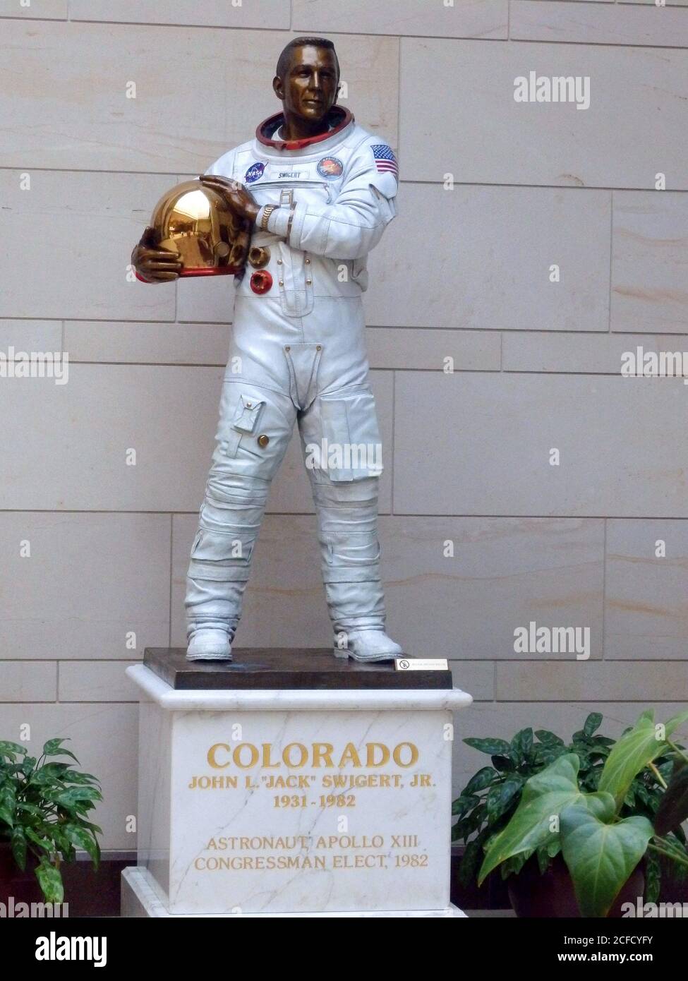 John 'Jack' Swigert Jr. bronze statue, US Capitol Visitor Center, Washington DC, United States Stock Photo