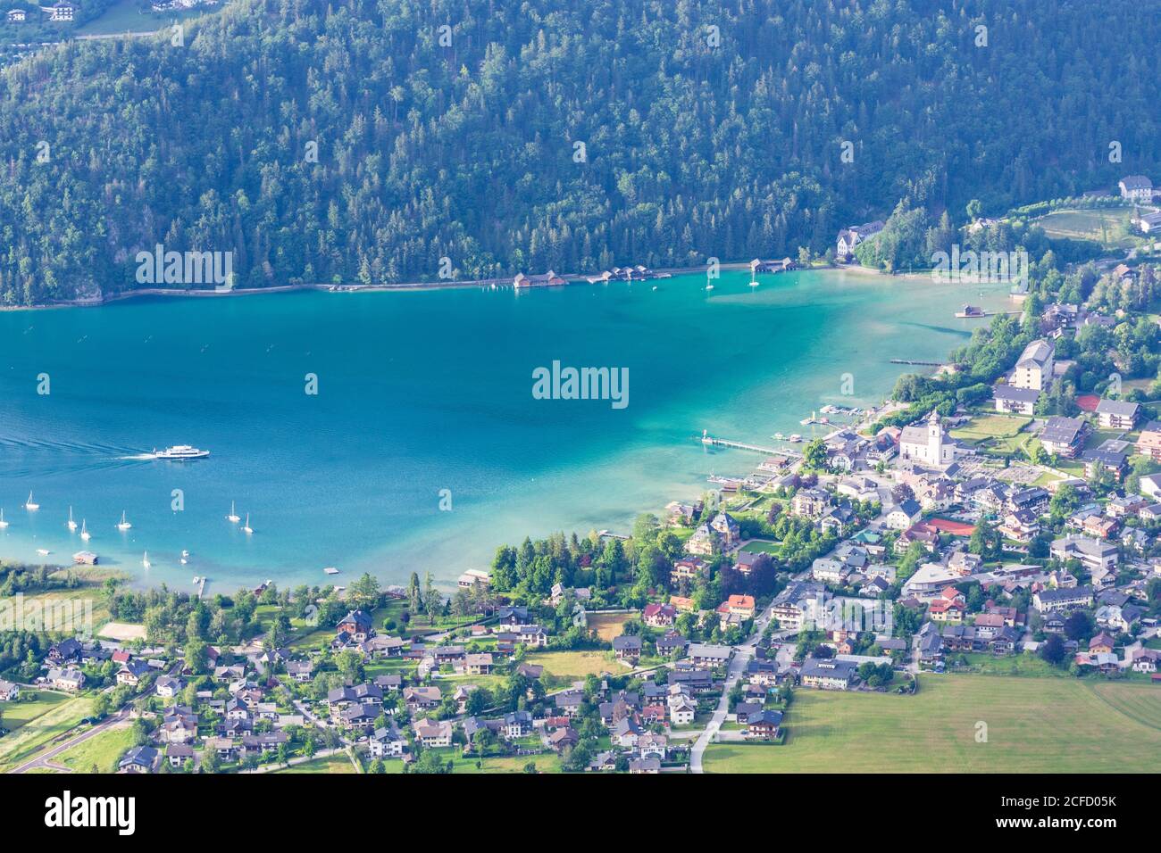 Strobl, lake Wolfgangsee, town Strobl, excursion boat, view from mountain  Sparber in Salzkammergut, Salzburg, Austria Stock Photo - Alamy