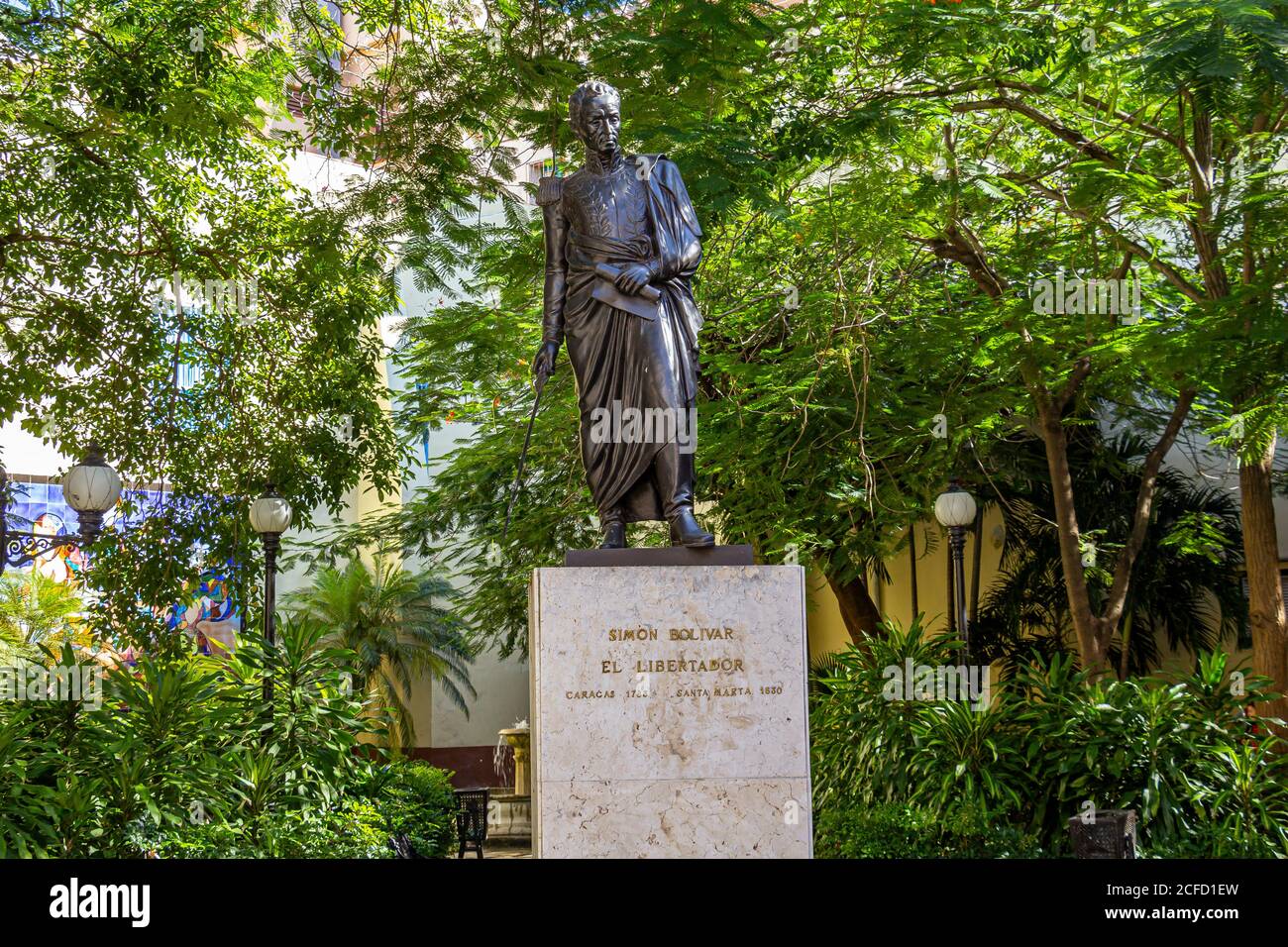 Simon Bolivar - El Libertador statue, Old Havana, Cuba Stock Photo