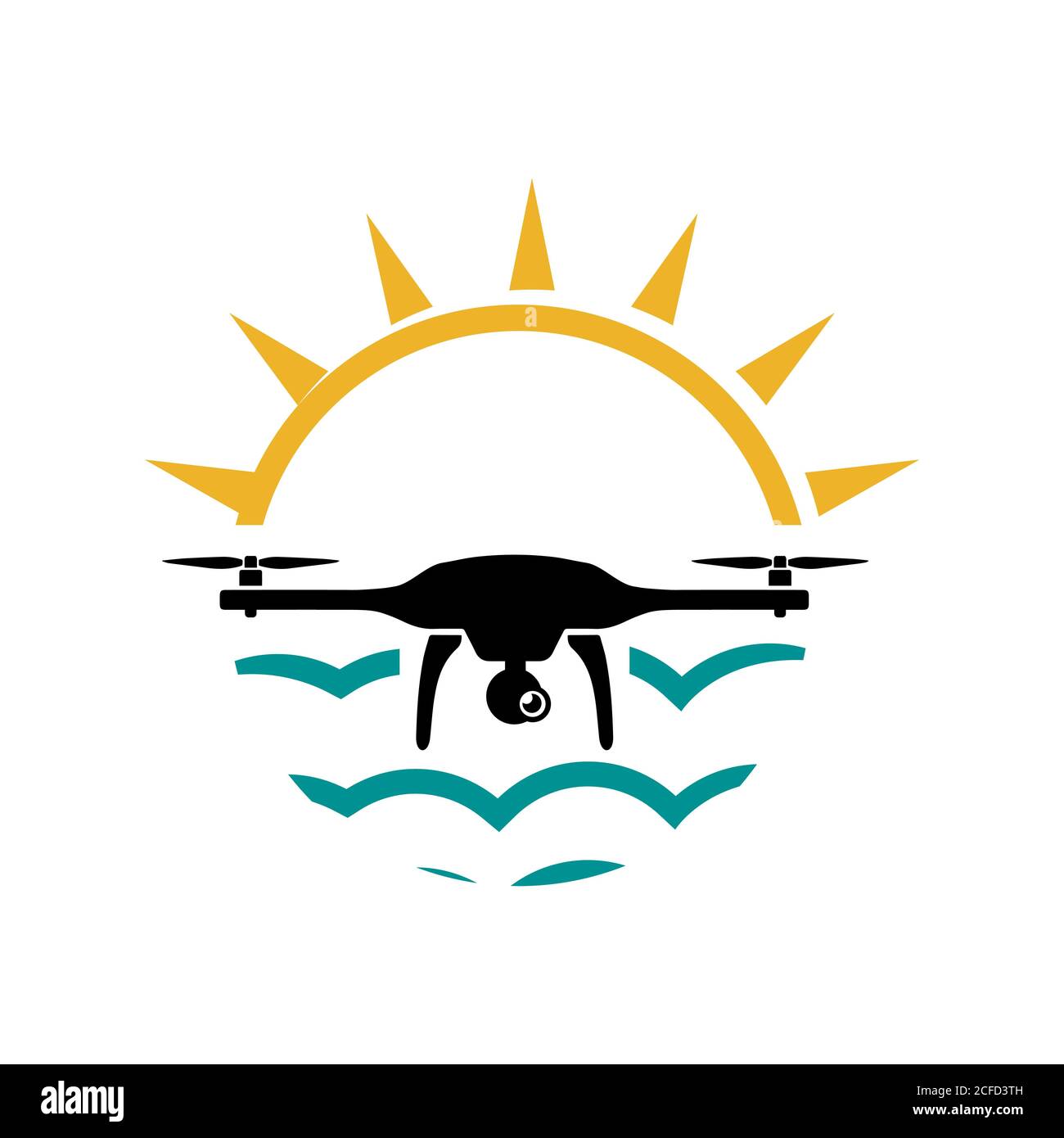 Eyes with Propeller Aerial Camera Drone Logo eyes on the sky for drone maker or seller store company Stock Vector