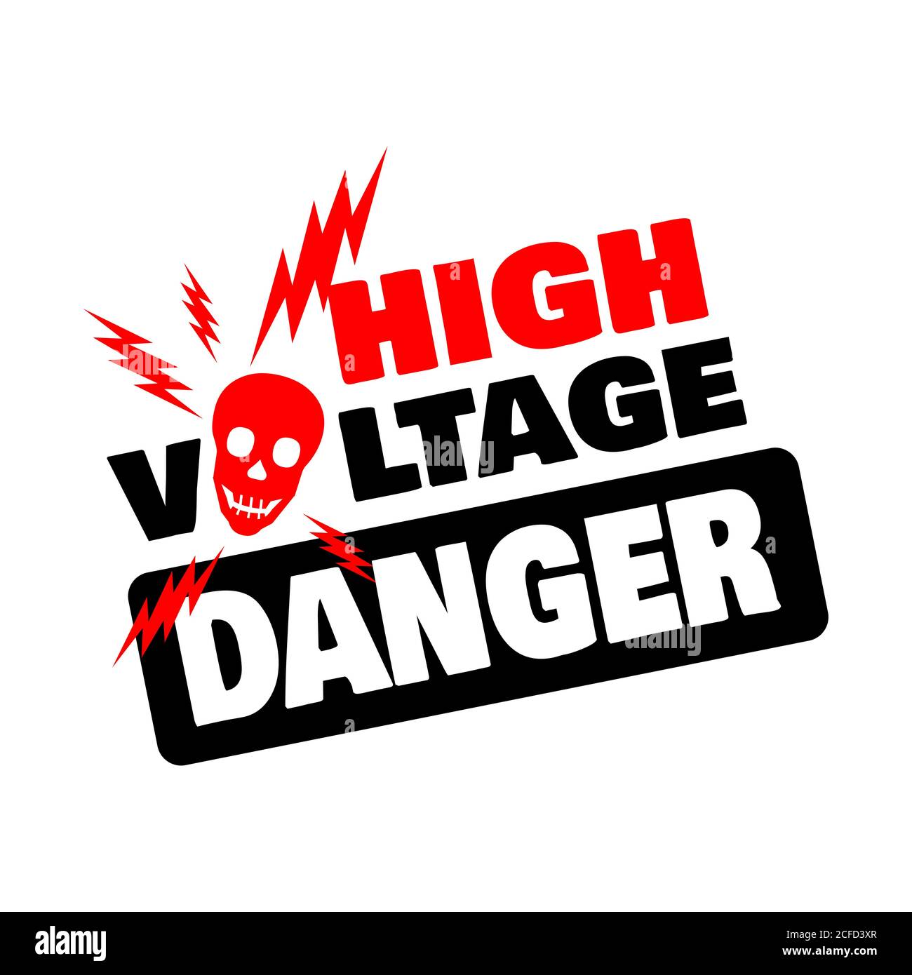 black red yellow danger symbol High Voltage Sign Vector with skull Lightning electricity symbol warning template illustration Stock Vector