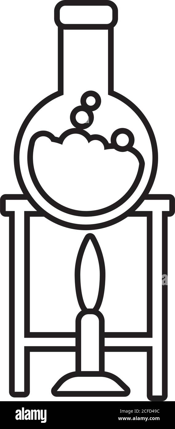 medical tube test flask in burner laboratory line icon vector ...
