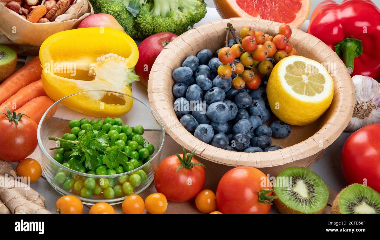 Foods high in vitamin C. Food rich in antioxidant, fiber, carbohydrates
