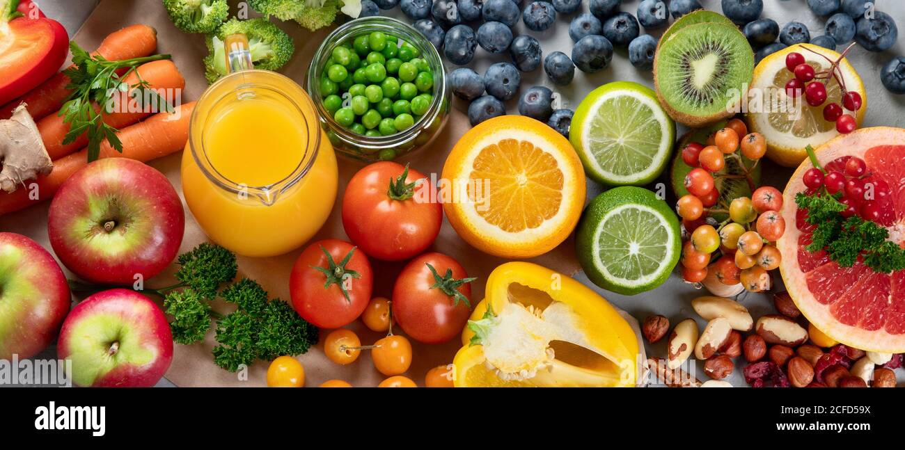 Foods high in vitamin C. Food rich in antioxidant, fiber, carbohydrates