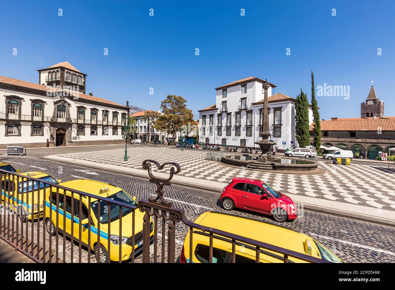 Portugal, Madeira island, Funchal, old town, Praca do Municipio, town hall square, town hall, university, episcopal palace Stock Photo