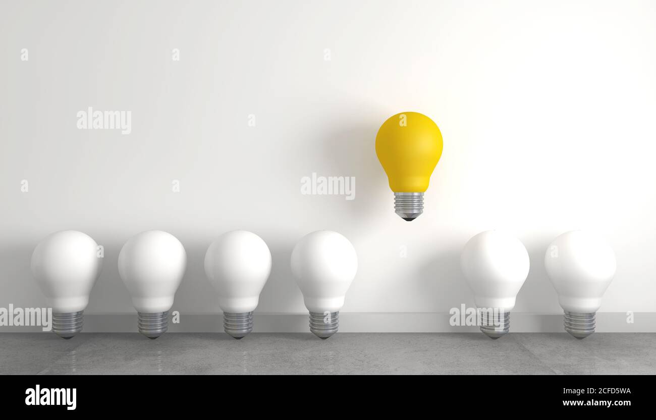Illustration of switched on and off light bulbs - concept: a new idea ...