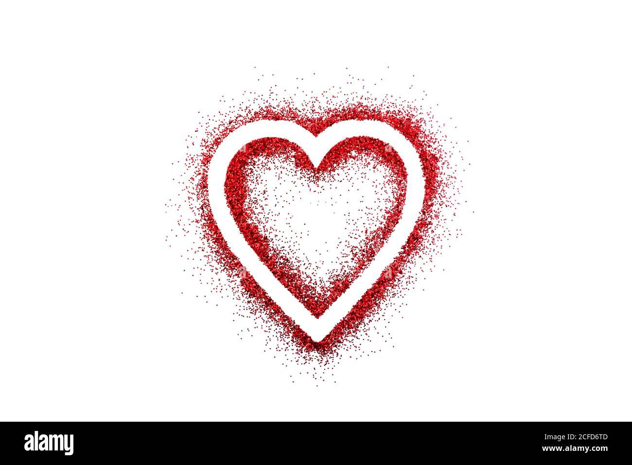 Heart on red glitter isolated on white background Stock Photo