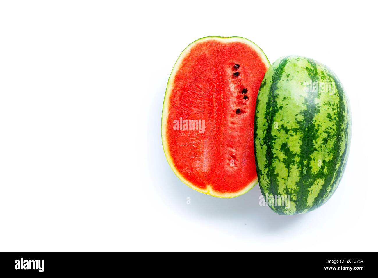Fresh watermelon on white background. Top view Stock Photo - Alamy