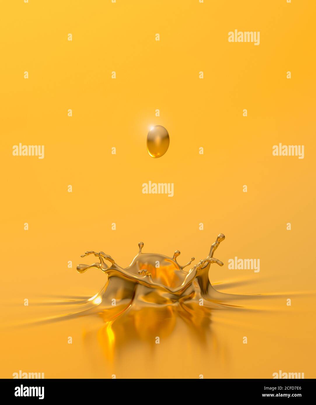Gold splash, CGI Stock Photo