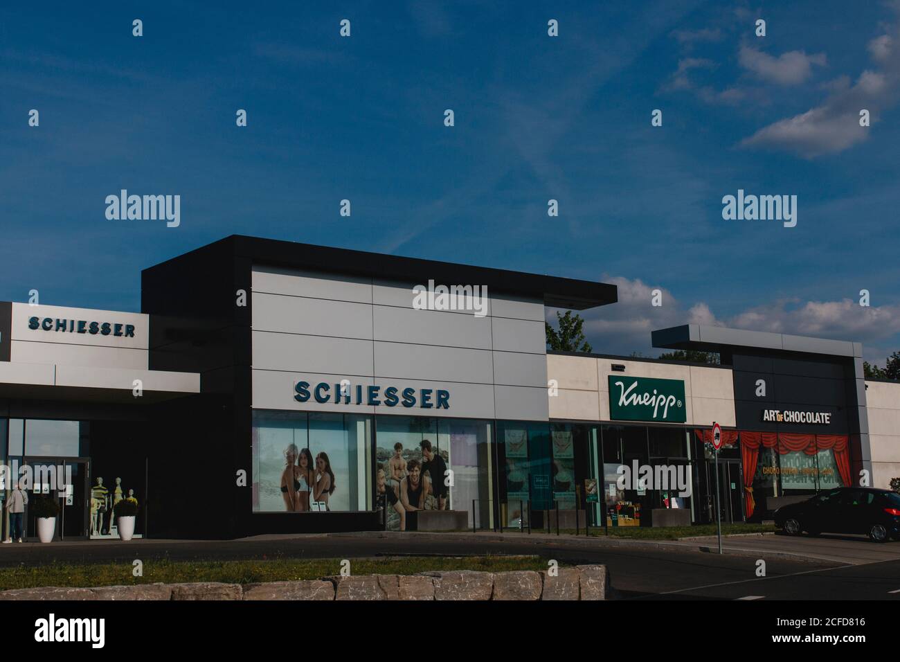 Outlet center in Rottendorf near Würzburg during the times of Corona  Schiesser and Kneipp Stock Photo - Alamy