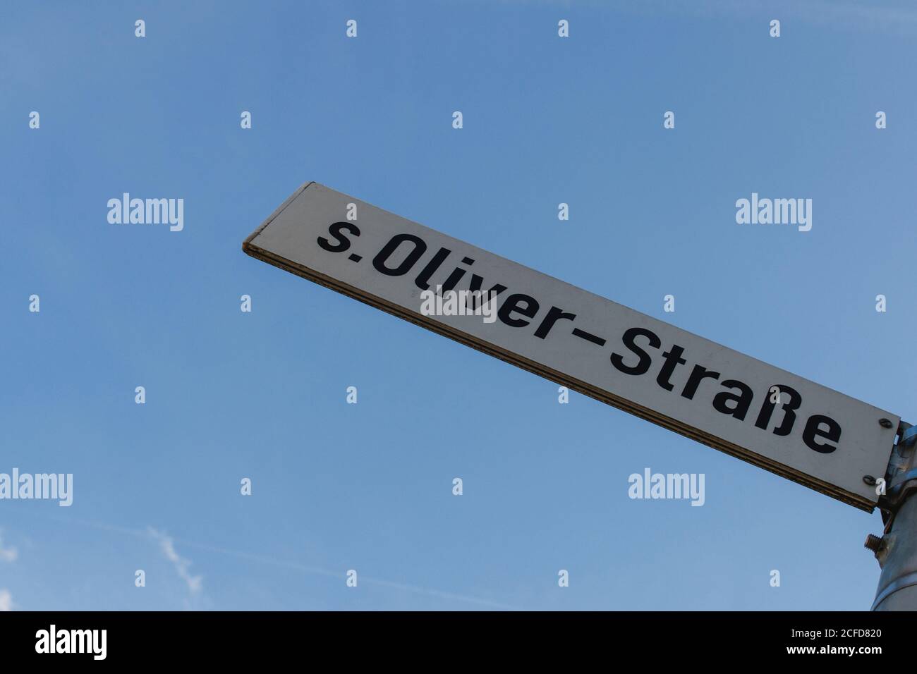 Street sign s.Oliver-Straße in Rottendorf near Würzburg Stock Photo