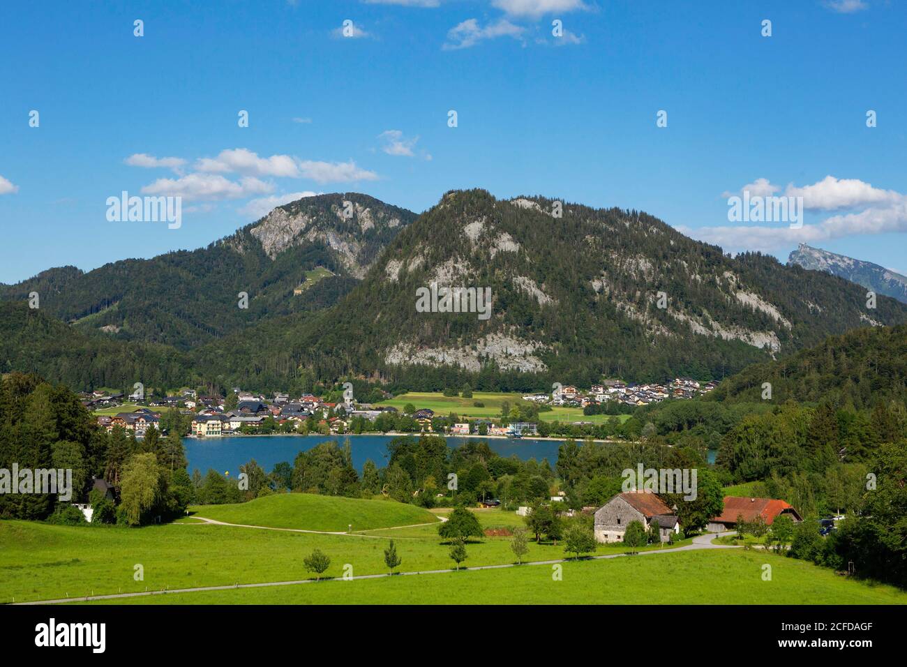View of Fuschl am See, Fuschlsee, Salzkammergut, Province of Salzburg, Austria Stock Photo