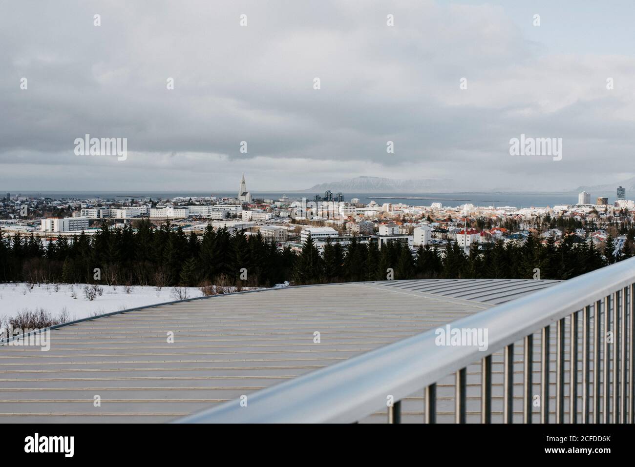 View over Reykjavik from the roof of the Perlan, Iceland Stock Photo