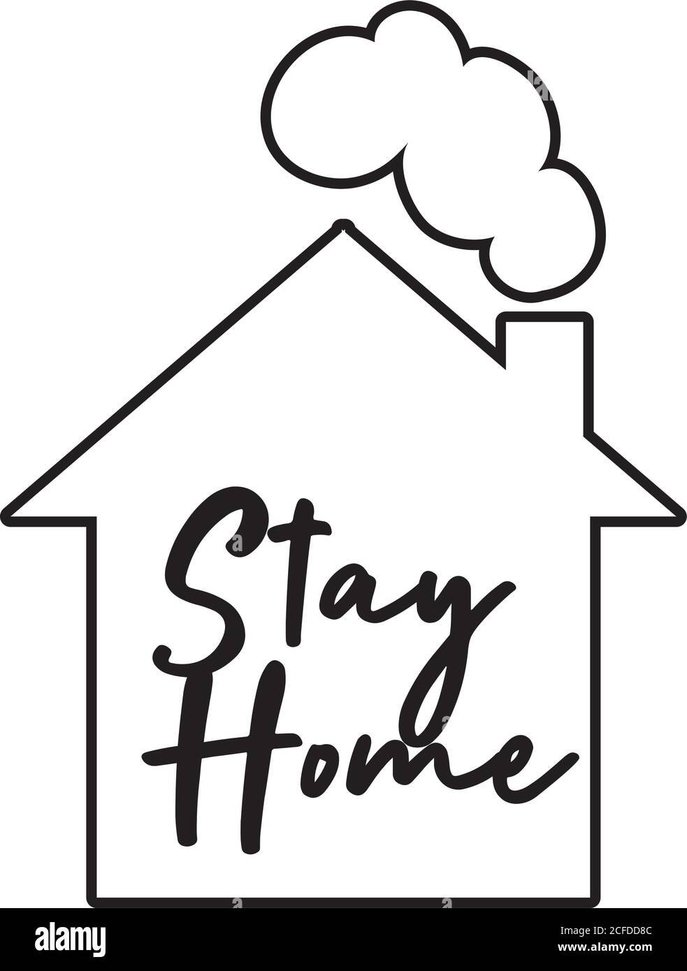 stay home campaing lettering in house line style vector illustration design Stock Vector