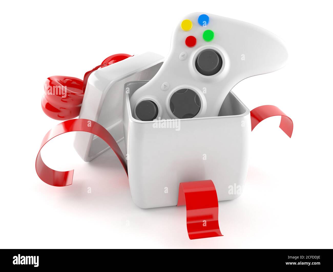 Gift with gamepad isolated on white background Stock Photo - Alamy