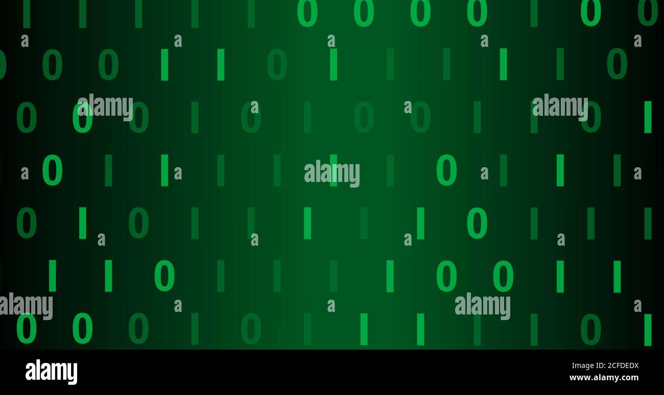 Green Neon Digital binary background. Seamless   background for network, big data, data center, server, internet, digital event. 3D render 3D illustra Stock Photo