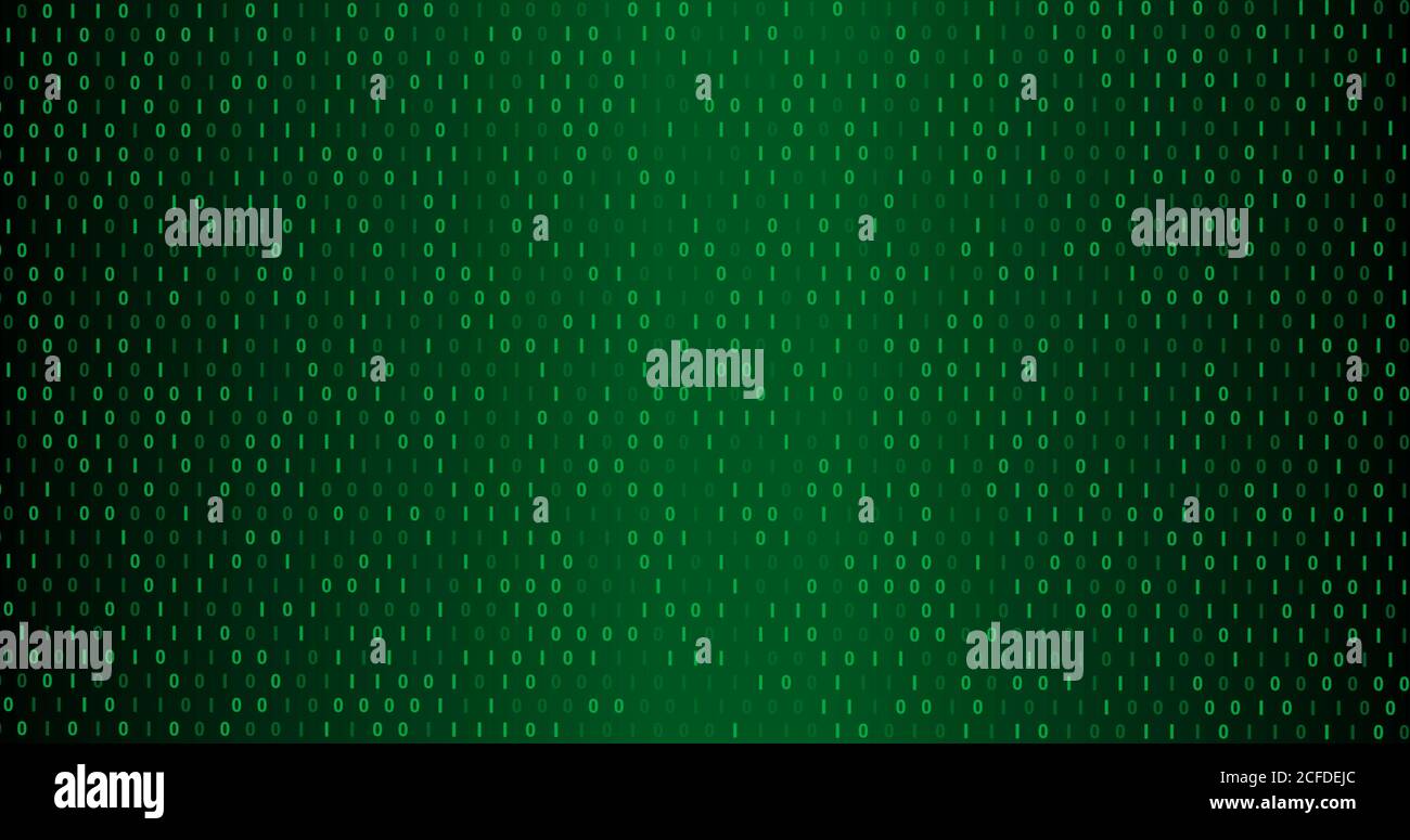 Green Neon Digital binary background. Seamless   background for network, big data, data center, server, internet, digital event. 3D render 3D illustra Stock Photo