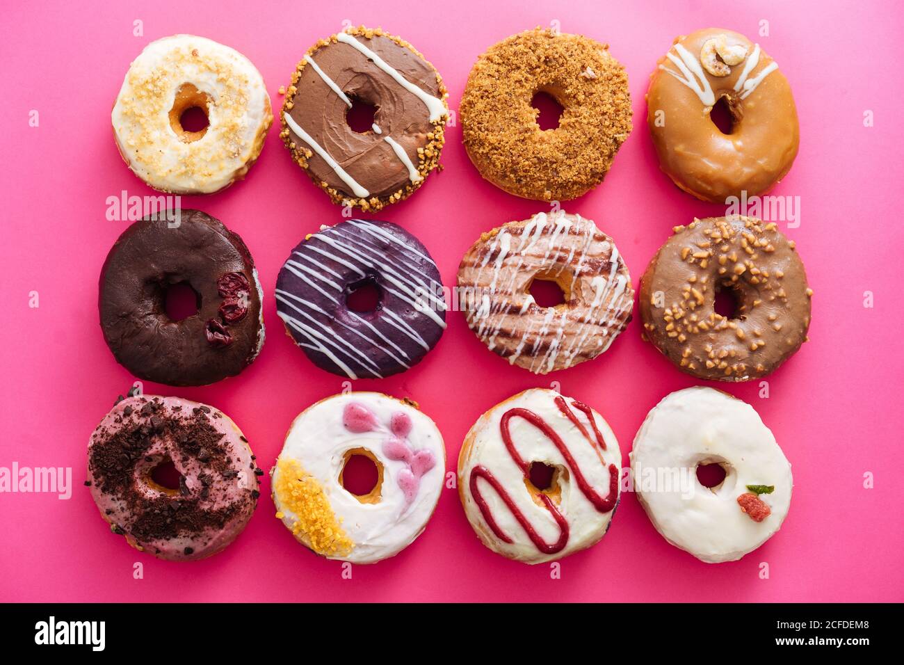 Overhead view tasty doughnuts hi-res stock photography and images - Alamy