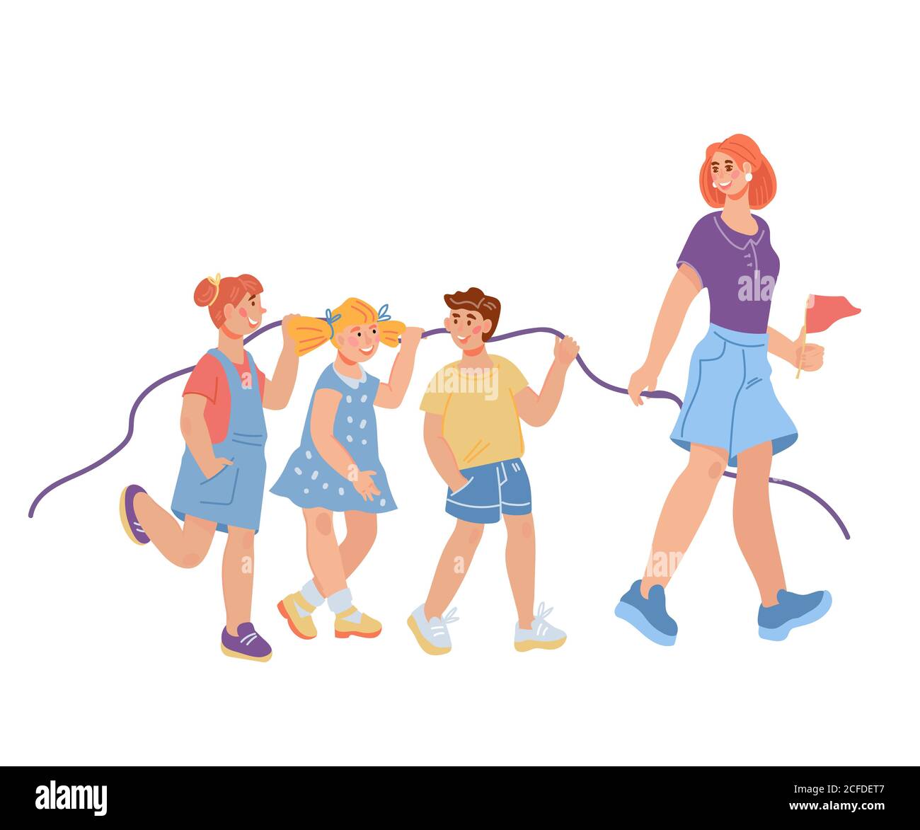 Kindergarten or primary school children walking Stock Vector Image ...