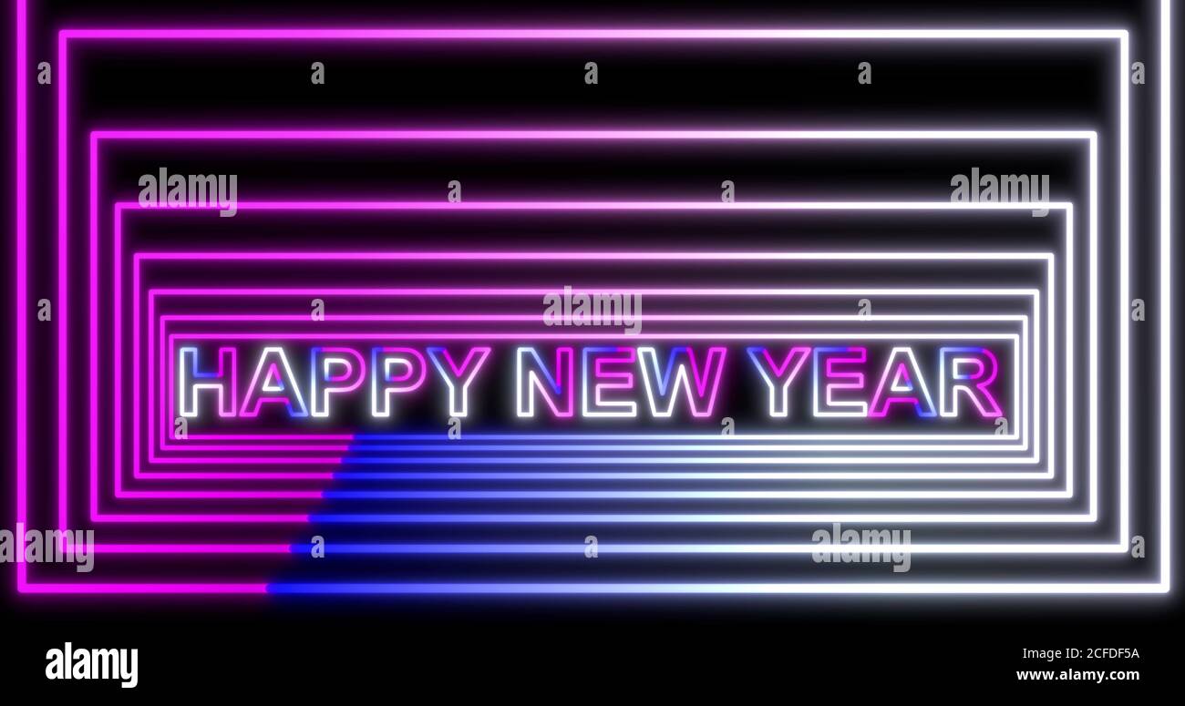 Happy New Year 2020 neon sign background with fluorescent ultraviolet  lights. Seamless loop 4k animation. Virtual reality design 3d render Stock  Photo - Alamy