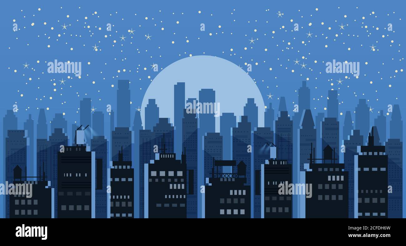 Cityscape night. Modern city skyline panoramic vector background. Urban city  tower skyscrapers skyline illustration, isolated, illustration Stock Vector  Image & Art - Alamy