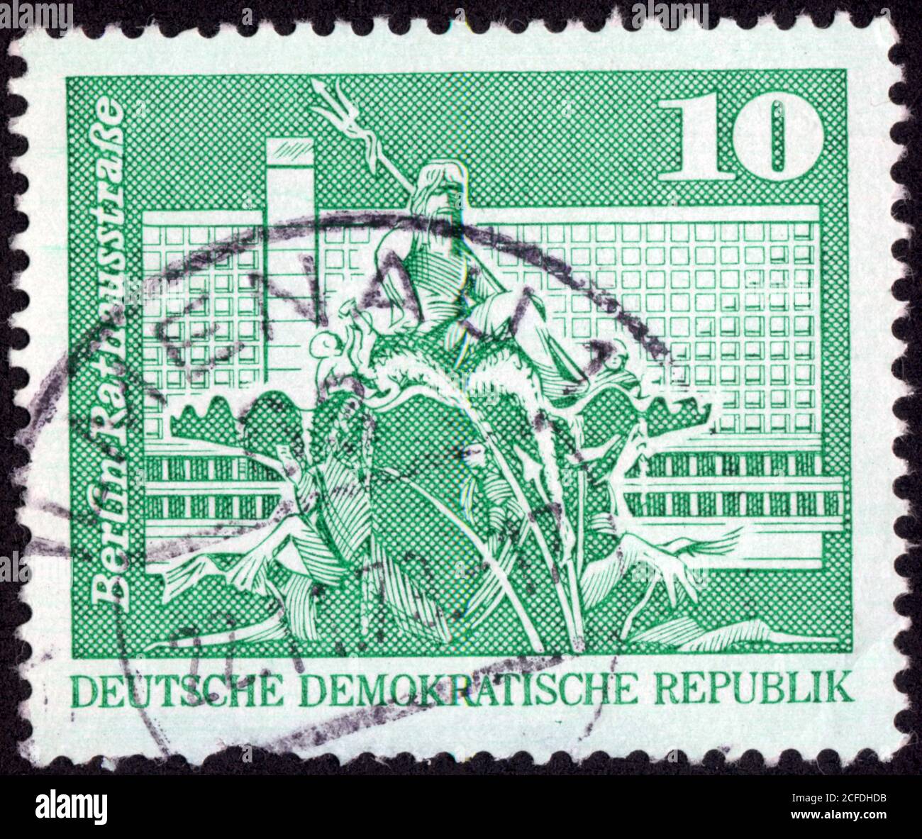Timbre Berlin Rathausstrasse. 10. Deutsche Demokratische Republik Stock Photo
