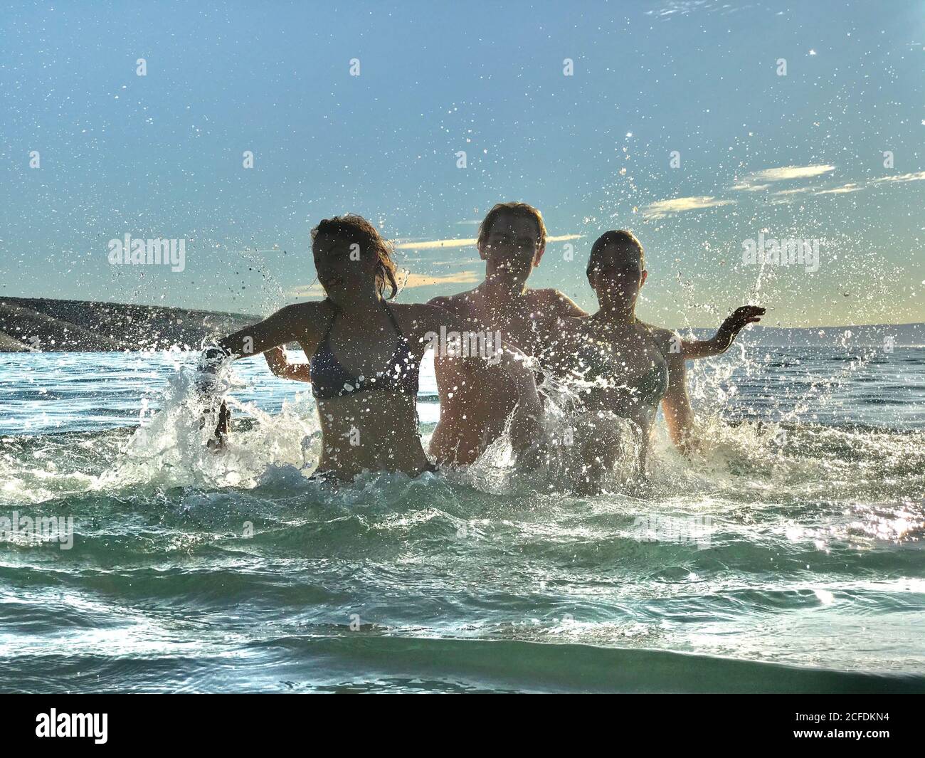 Fun in the water, vacation, bathing, joy, joie de vivre, summer, sun, beach, sea, Stock Photo