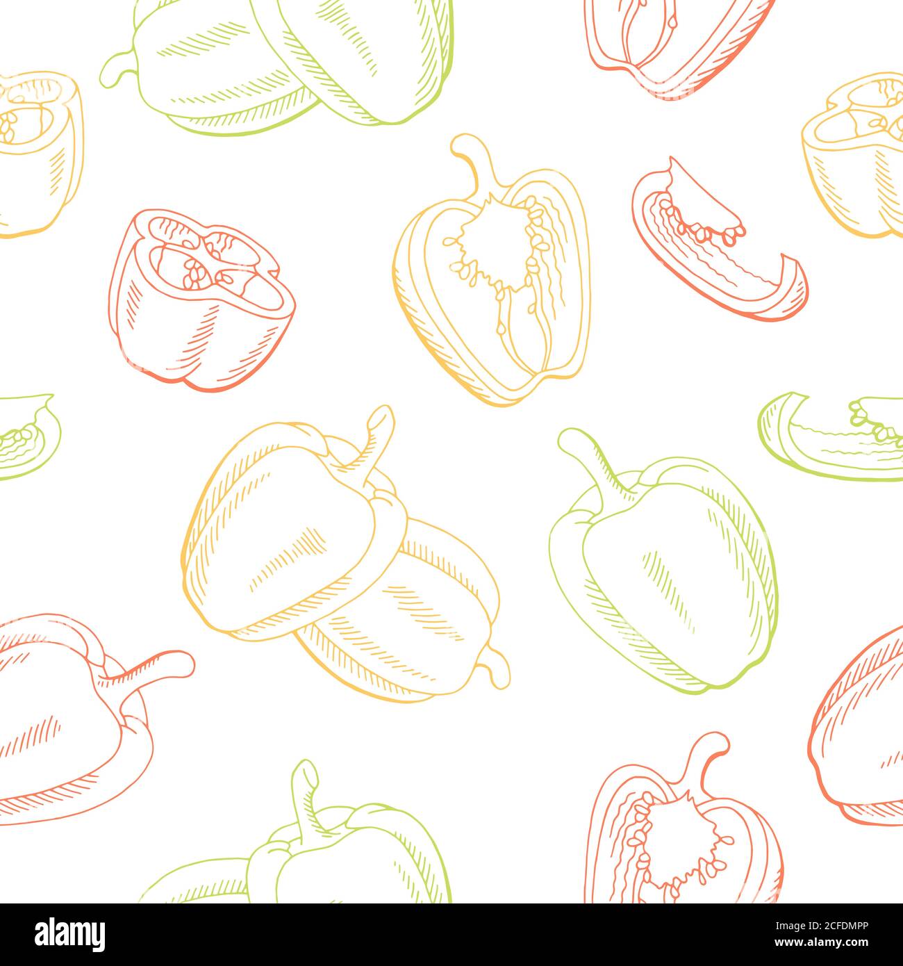 Pepper graphic color seamless pattern sketch illustration vector Stock Vector
