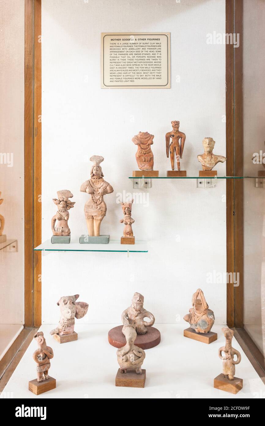 Display of clay figurines, Indus valley civilization Gallery, National Museum of Pakistan, Karachi, Sindh, Pakistan, South Asia, Asia Stock Photo