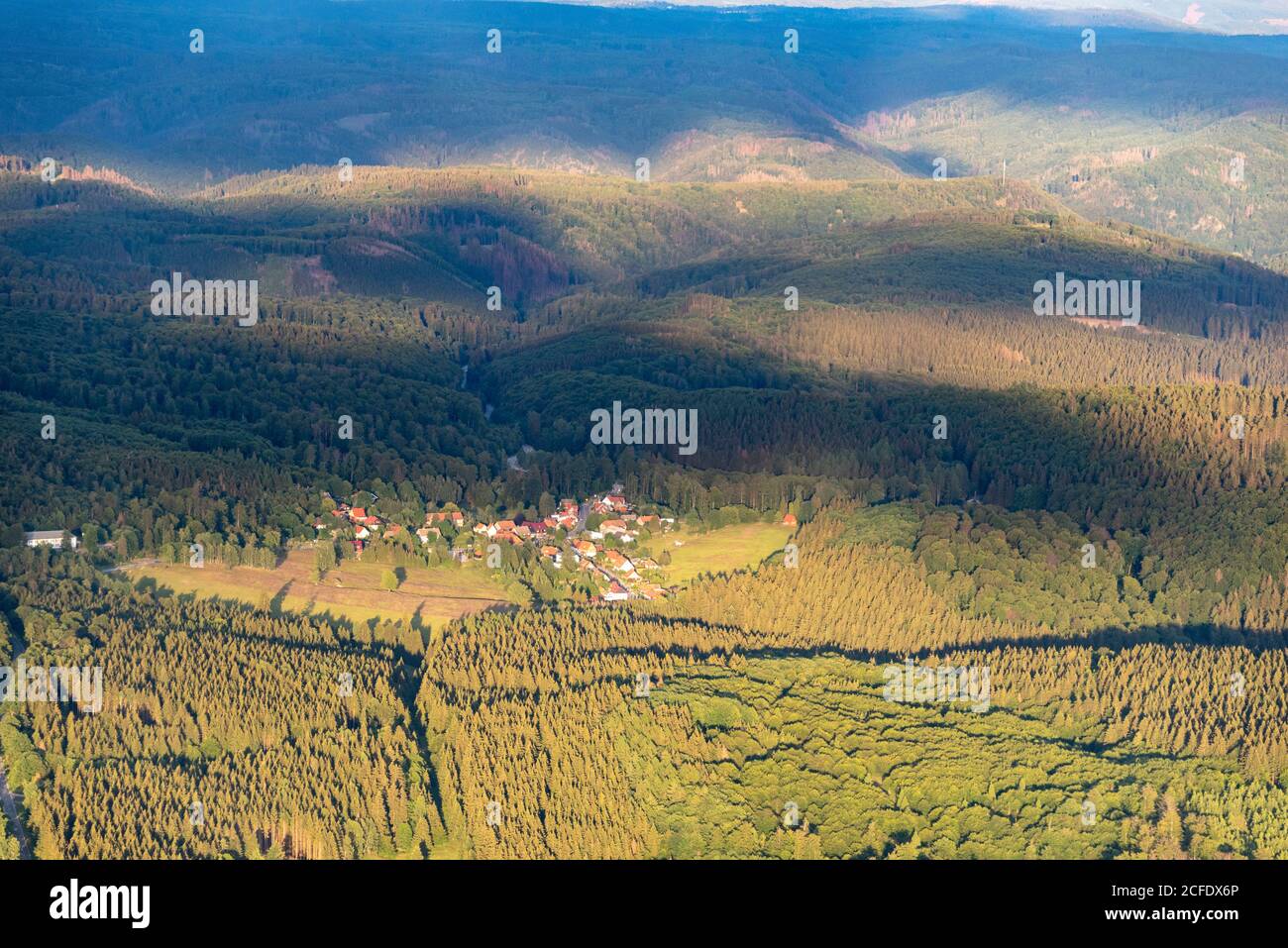 Germany, Thuringia, view from a hot air balloon at Rothesütte, district