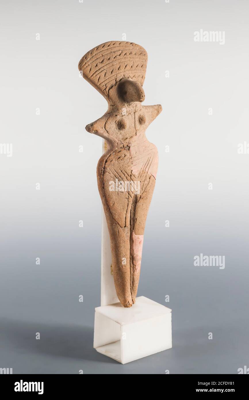 Terracotta female figurine, from Zarif Karuna, Gallery of Harappan civilization area, National Museum of Pakistan, Karachi, Pakistan, South Asia, Asia Stock Photo