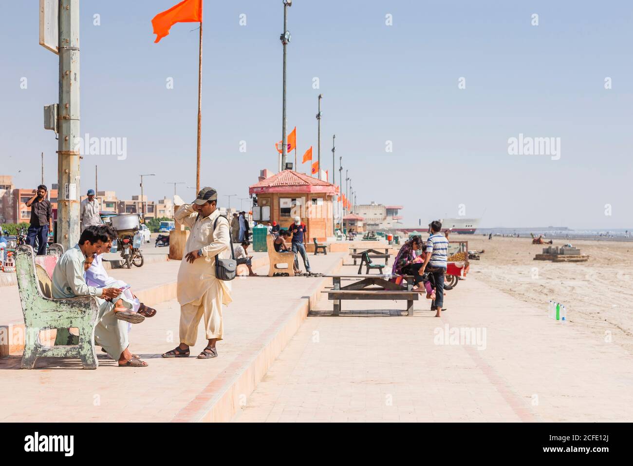 People at Clifton Beach, Karachi, Sindh, Pakistan, South Asia, Asia Stock Photo