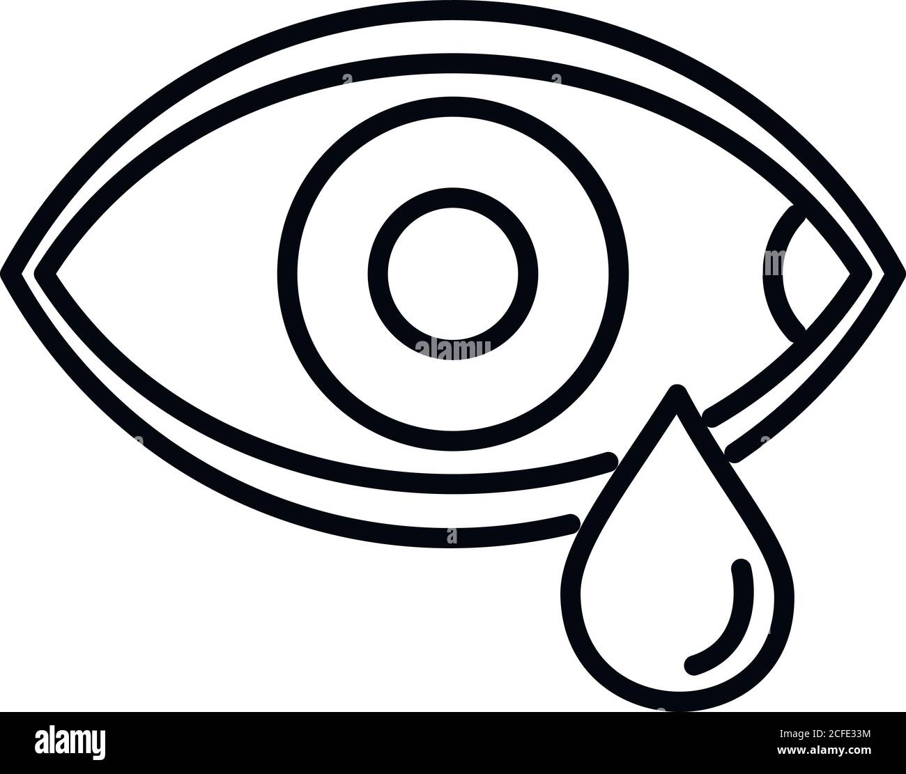 Stress crying eye icon. Outline stress crying eye vector icon for web design isolated on white background Stock Vector