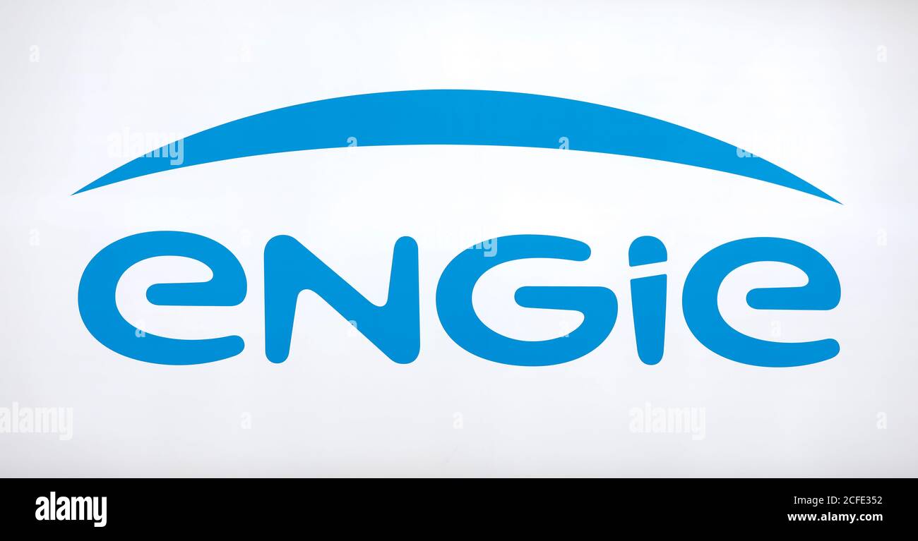 engie, logo on the stand at the E-world energy water trade fair, Essen, North Rhine-Westphalia, Germany Stock Photo